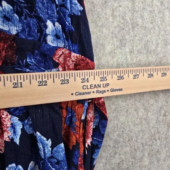 Roamans Womens Plus Size Wrap Dress Blue Red Floral 2X 26/28 Short Sleeve Rayon - Picture 7 of 8